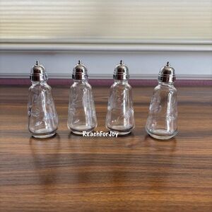 Princess House Heritage Crystal Etched Floral Salt And Pepper Shakers Set Of 4